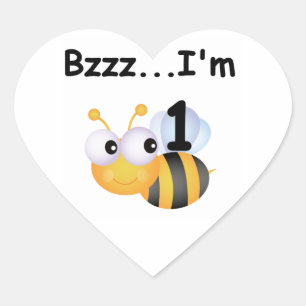 Buzz Bumblebee 1st Birthday T-shirts and Gifts Heart Sticker