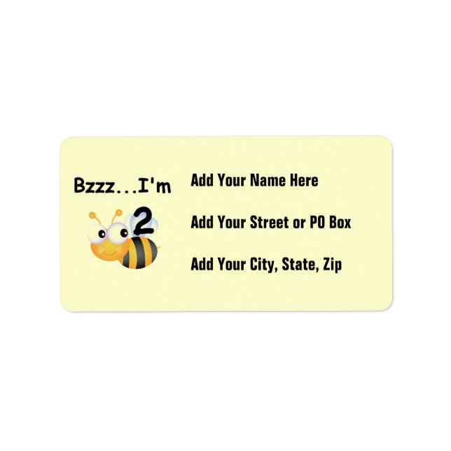 Buzz Bumblebee 2nd Birthday T-shirts and Gifts Label (Front)
