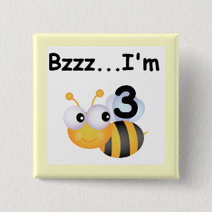 Buzz Bumblebee 3rd Birthday T-shirts and Gifts 15 Cm Square Badge