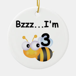 Buzz Bumblebee 3rd Birthday T-shirts and Gifts Ceramic Tree Decoration
