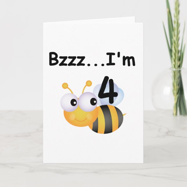 Buzz Bumblebee 4th Birthday T-shirts and Gifts Card (Front)
