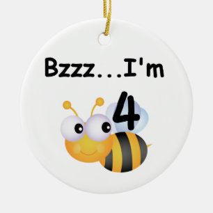 Buzz Bumblebee 4th Birthday T-shirts and Gifts Ceramic Tree Decoration