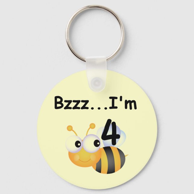 Buzz Bumblebee 4th Birthday T-shirts and Gifts Key Ring (Front)