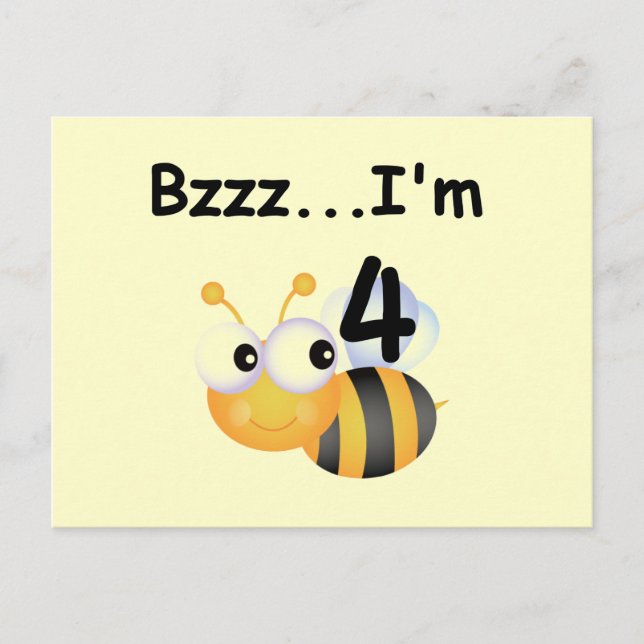 Buzz Bumblebee 4th Birthday T-shirts and Gifts Postcard (Front)