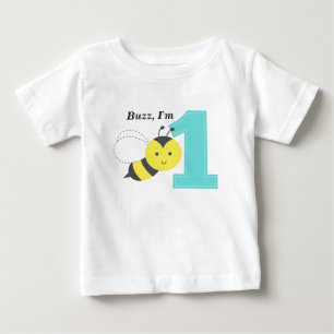 Buzz, I'm One, First Birthday, Cute Bee Baby T-Shirt