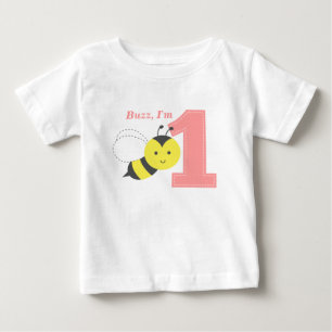 Buzz, I'm One, First Birthday, Cute Bee Baby T-Shirt