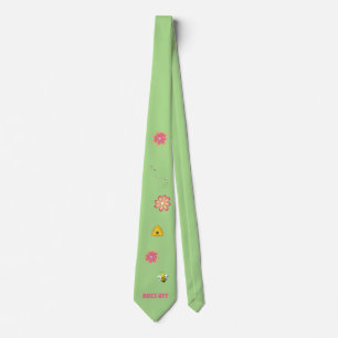 BUZZ OFF Bright Flowers and Bumble Bees Tie