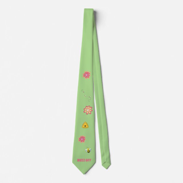BUZZ OFF Bright Flowers and Bumble Bees    Tie (Front)
