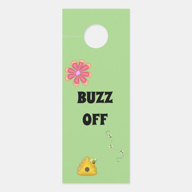 BUZZ OFF Come In Custom Bumblebee Themed Door Hang Hanger (Front)