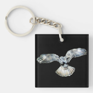 Buzzard Fanned Wings and Tail Landing Acrylic Key Ring