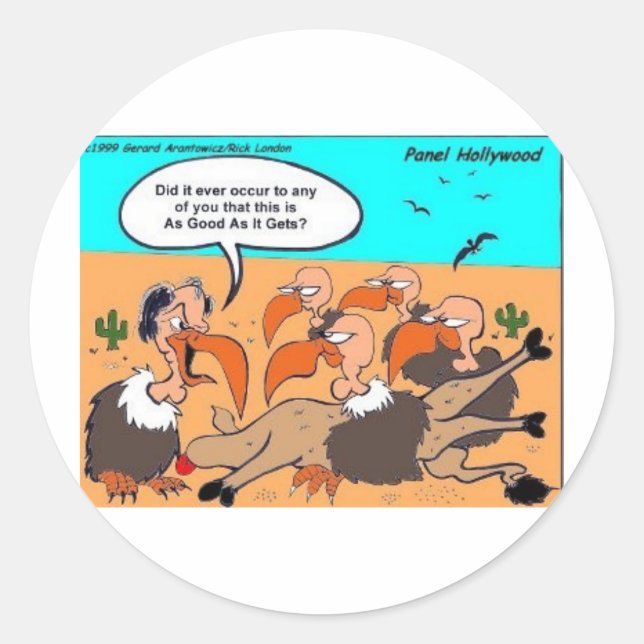 Buzzard In Ecstacy Funny Gifts Tees & Collectibles Classic Round Sticker (Front)