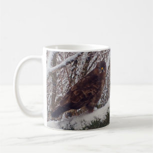 Buzzard In Winter Forest Perch Wildlife Bird Photo Coffee Mug