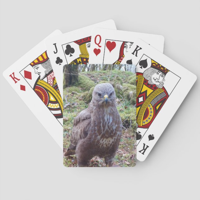 Buzzard With Attitude– Funny Bird of Prey  Playing Cards (Back)