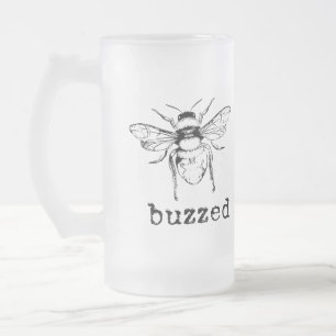Buzzed Bee Frosted Glass Beer Mug