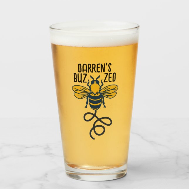 "Buzzed" with Bee Custimizable Beer Glass (Front Filled)