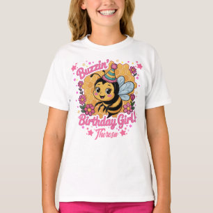 Buzzin' Birthday Girl Bee Theme Cute Bee Lover T-Shirt