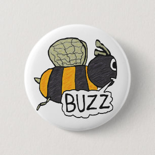 Buzzing Bee 6 Cm Round Badge