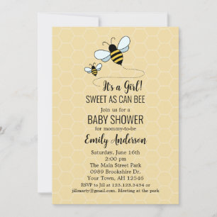 Buzzing Bee Baby Shower Invitation Gold