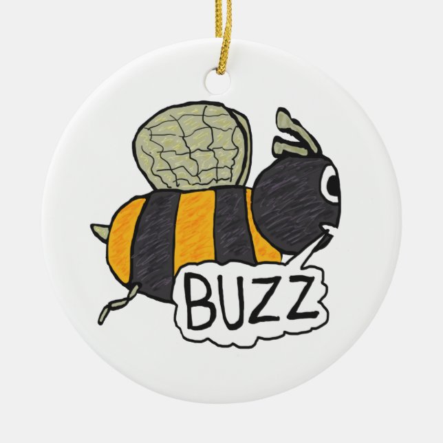 Buzzing Bee Ceramic Tree Decoration (Front)