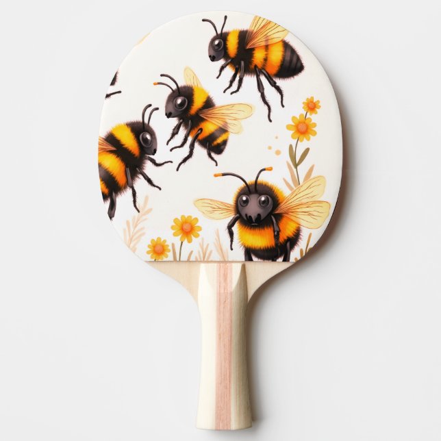 Buzzing bee time ping pong paddle (Front)