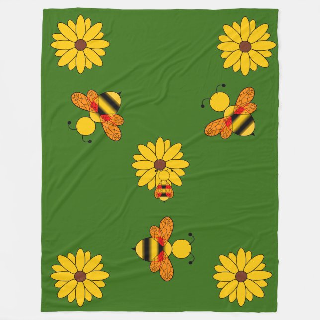 Buzzing Bees' Fleece Blanket (Front)