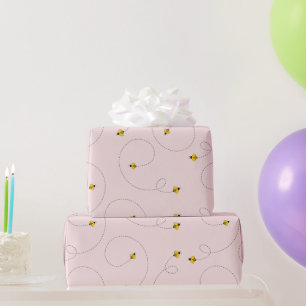 Buzzing Bees Pink Baby Shower Wrapping Paper