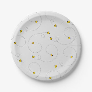 Buzzing Bees Simple White Paper Plate