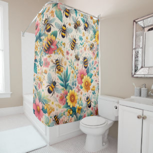 Buzzing Blooms Shower Curtain