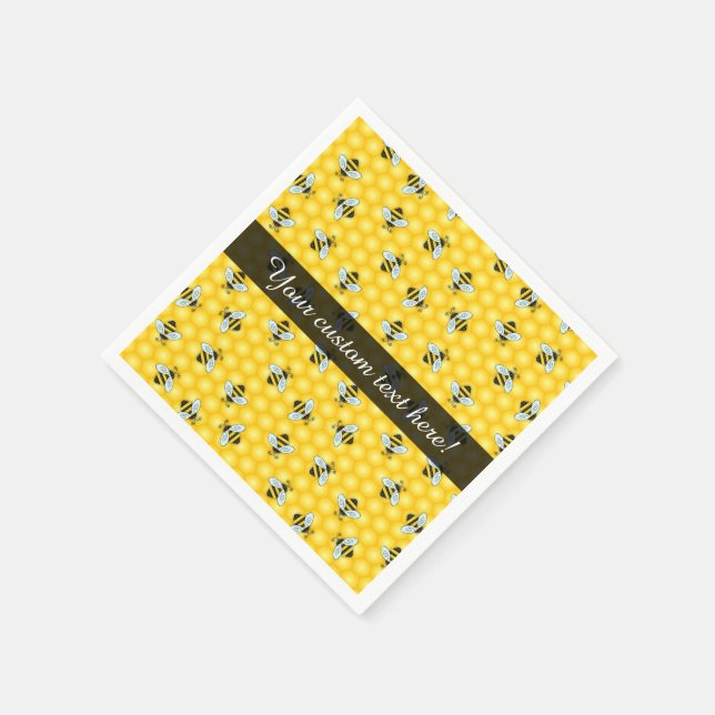Buzzing Bumble Bees and Golden Honeycomb Pattern Napkin (Corner)