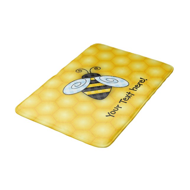 Buzzing Bumblebee and Honeycomb Icon Bath Mat (Angled)