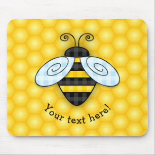 Buzzing Bumblebee and Honeycomb Icon Mouse Mat