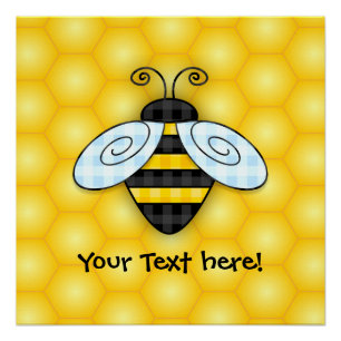 Buzzing Bumblebee and Honeycomb Icon Poster