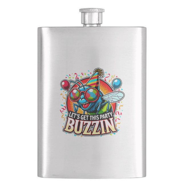 Buzzing Celebration Hip Flask (Front)