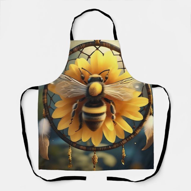 "Buzzing Dreams: Sunflower Bee Dreamcatcher" Apron (Front)