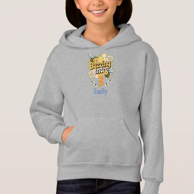 Buzzing Into Custom Name and Age Cute Bee Birthday (Front)