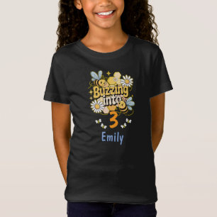 Buzzing Into Custom Name and Age Cute Bee Birthday T-Shirt
