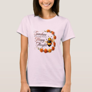 Buzzing Sunshine – Cute Bee & Marigold Floral Tee