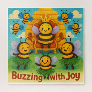 Buzzing with Joy – Cute Bee Kingdom Celebration  Jigsaw Puzzle