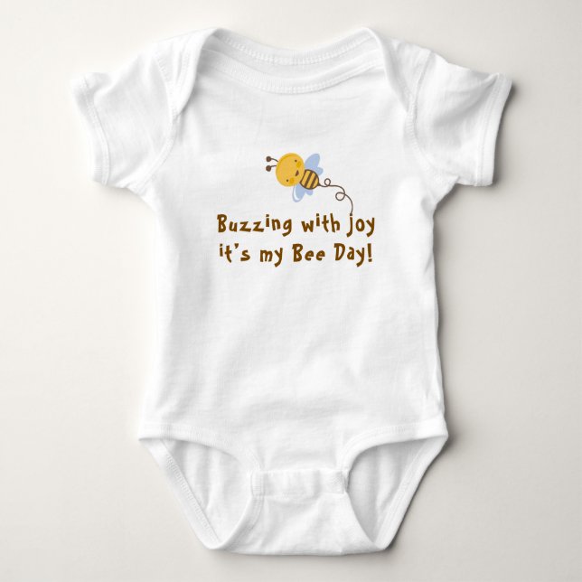 Buzzing with Joy — It’s My Bee Day!  Baby Bodysuit (Front)