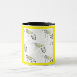 Buzzing with Style – Bee Illustration Ceramic Mug