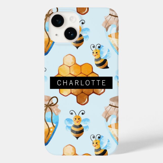 Buzzy Bee And Honey Hive Pattern Personalised Case-Mate iPhone Case (Back)