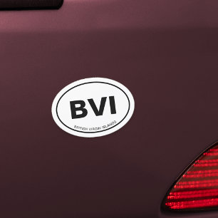 BVI British Virgin Islands Abbreviation Euro Oval Car Magnet