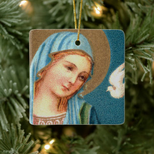 BVM & Holy Spirit from Lippi's Annunciation (Det.) Ceramic Ornament