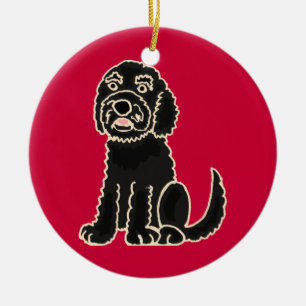 BW- Adorable Black Labradoodle Ornament
