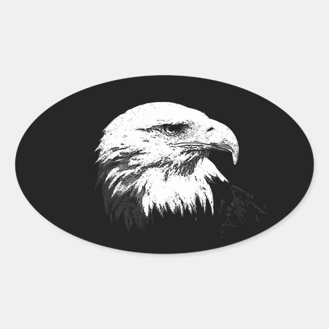 BW American Bald Eagle Oval Sticker (Front)