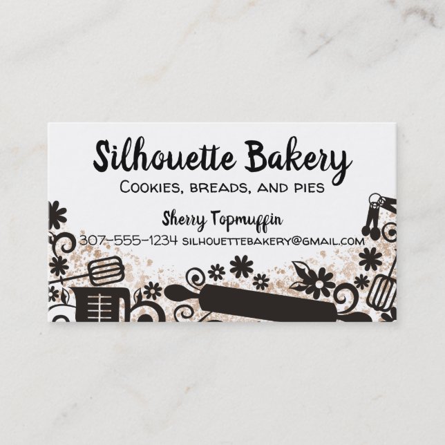 BW bakery pastry chef utensils business card (Front)