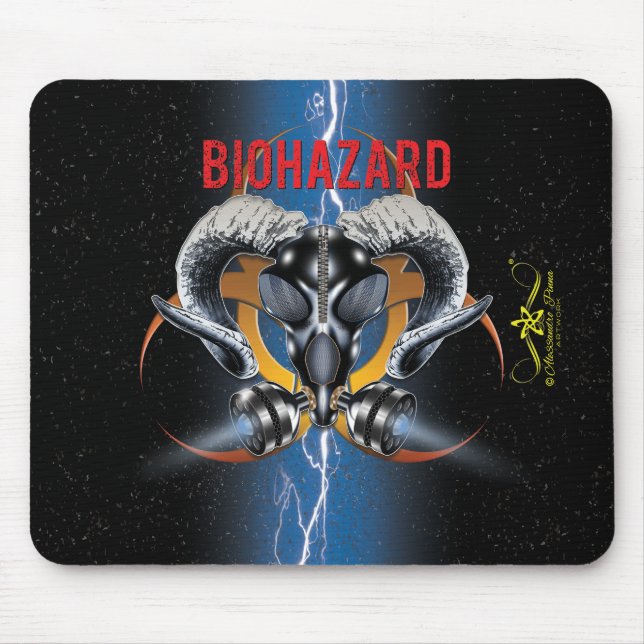 BW! BIOHAZARD WARNING! SKULL MOUSE MAT (Front)
