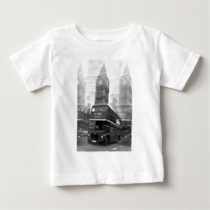 BW Black & White London Bus & Big Ben Baby T-Shirt