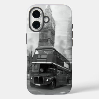 BW Black & White London Bus & Big Ben iPhone 16 Case