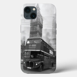 BW Black & White London Bus & Big Ben iPhone 13 Case